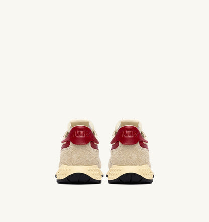 AUTRY REELWIND LOW SNEAKERS IN ECRU AND RED NYLON AND SUEDE