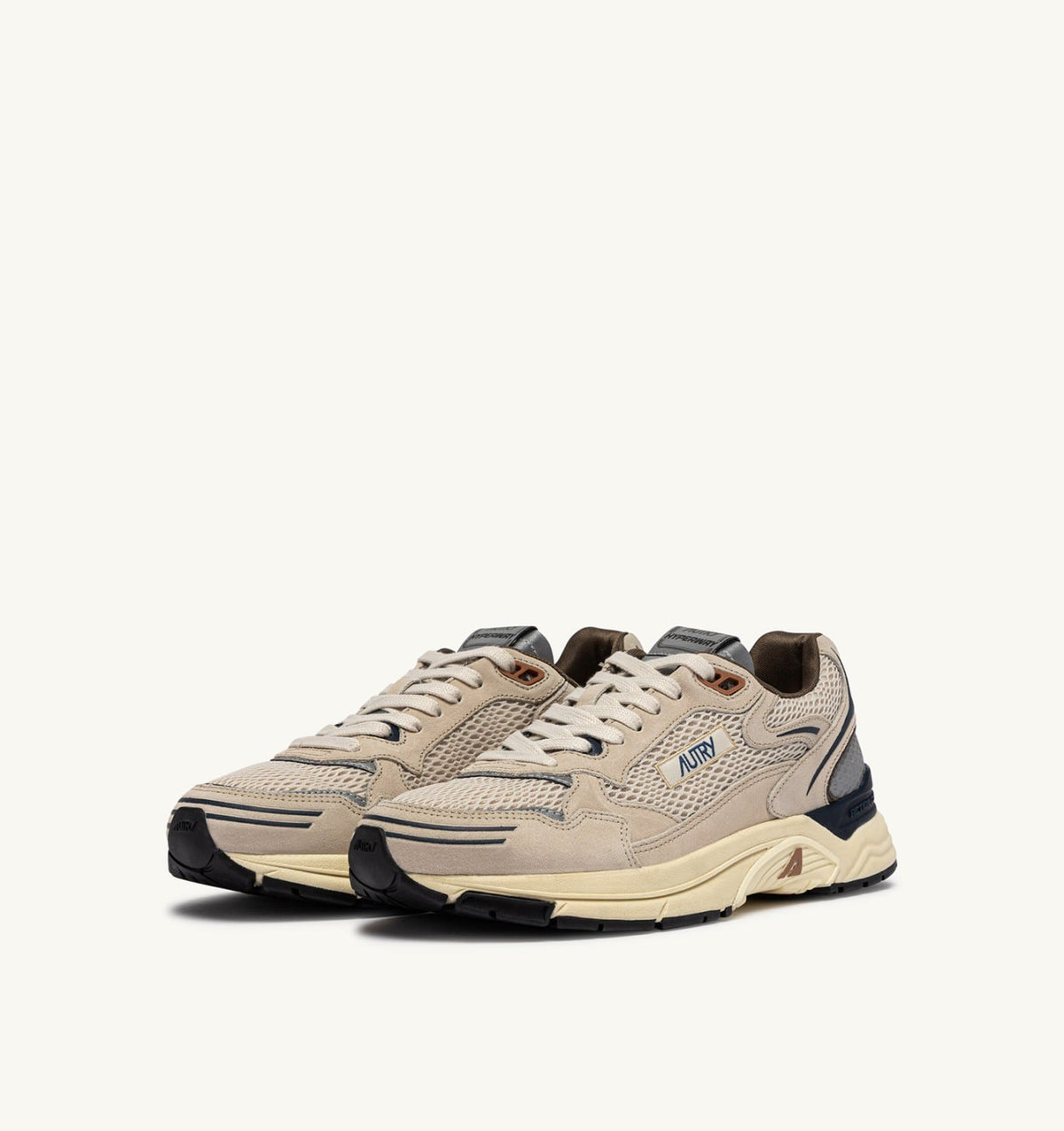 AUTRY HYPERWAY SNEAKERS IN SAND AND SPA BLUE SUEDE AND MESH