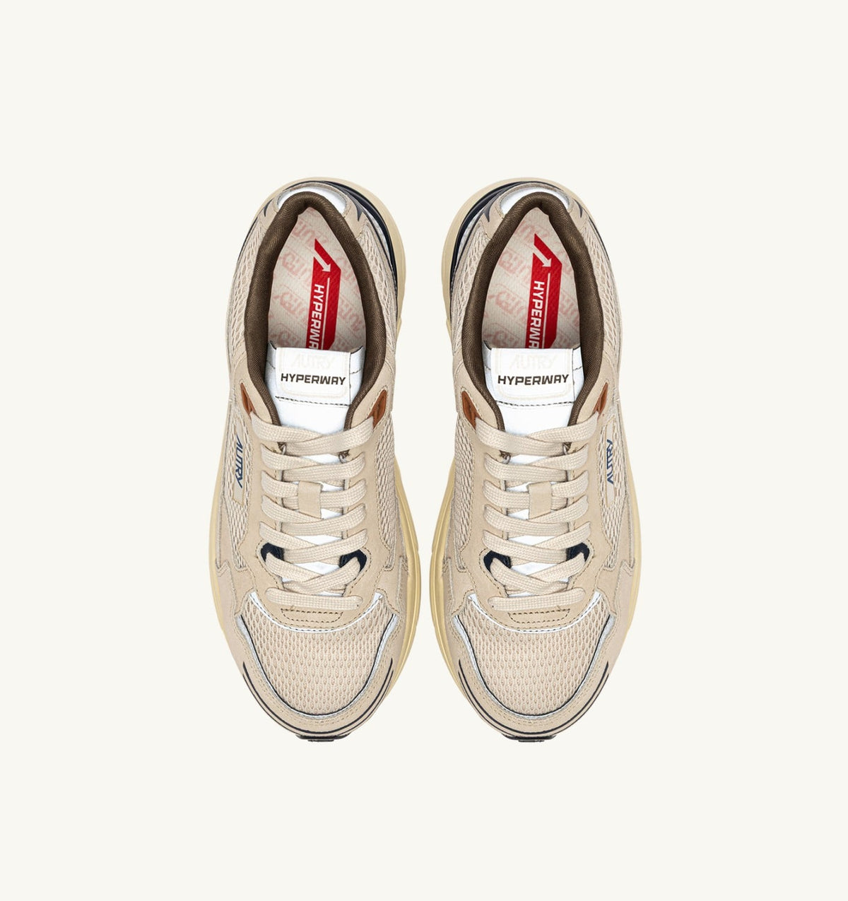 AUTRY HYPERWAY SNEAKERS IN SAND AND SPA BLUE SUEDE AND MESH