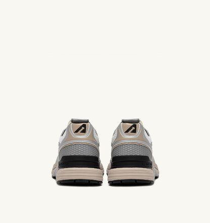 AUTRY HYPERWAY SNEAKERS IN SILVER, WHITE AND IRISH CREAM SYNTHETIC LEATHER AND MESH