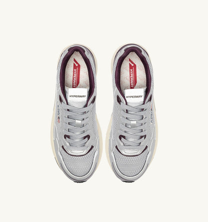 AUTRY HYPERWAY SNEAKERS IN SILVER, HARBOR MIST AND FIG SYNTHETIC LEATHER AND MESH