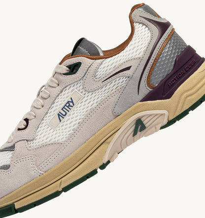 AUTRY HYPERWAY SNEAKERS IN WHITE AND FIG SUEDE AND MESH