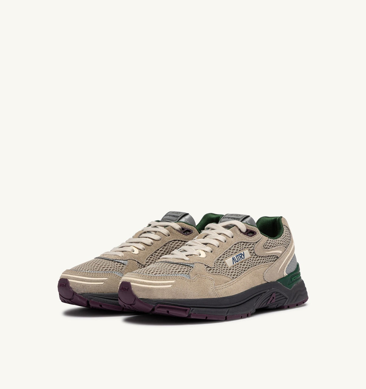 AUTRY HYPERWAY SNEAKERS IN BISCUIT AND AFTERGLOW SUEDE AND MESH