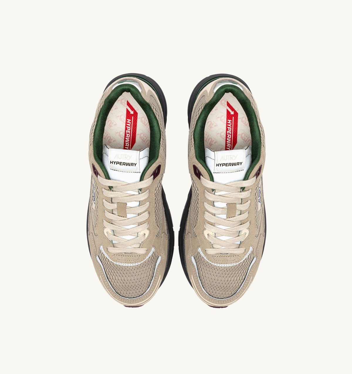 AUTRY HYPERWAY SNEAKERS IN BISCUIT AND AFTERGLOW SUEDE AND MESH