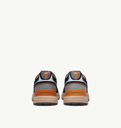 AUTRY HYPERWAY SNEAKERS IN MIDNIGHT AND TOMATO CREAM SUEDE AND MESH