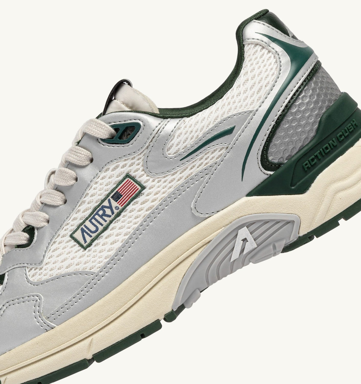 AUTRY HYPERWAY SNEAKERS IN SILVER, WHISPER WHITE AND MOUNTAIN SYNTHETIC LEATHER AND MESH