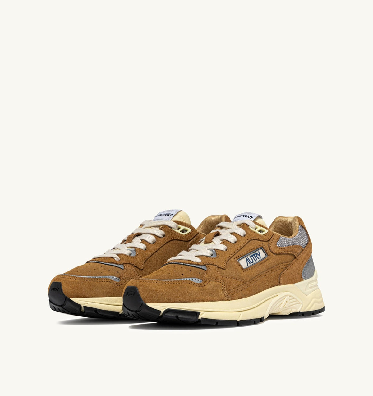 AUTRY HYPERWAY SNEAKERS IN COPPER AND SILVER MESH AND SUEDE