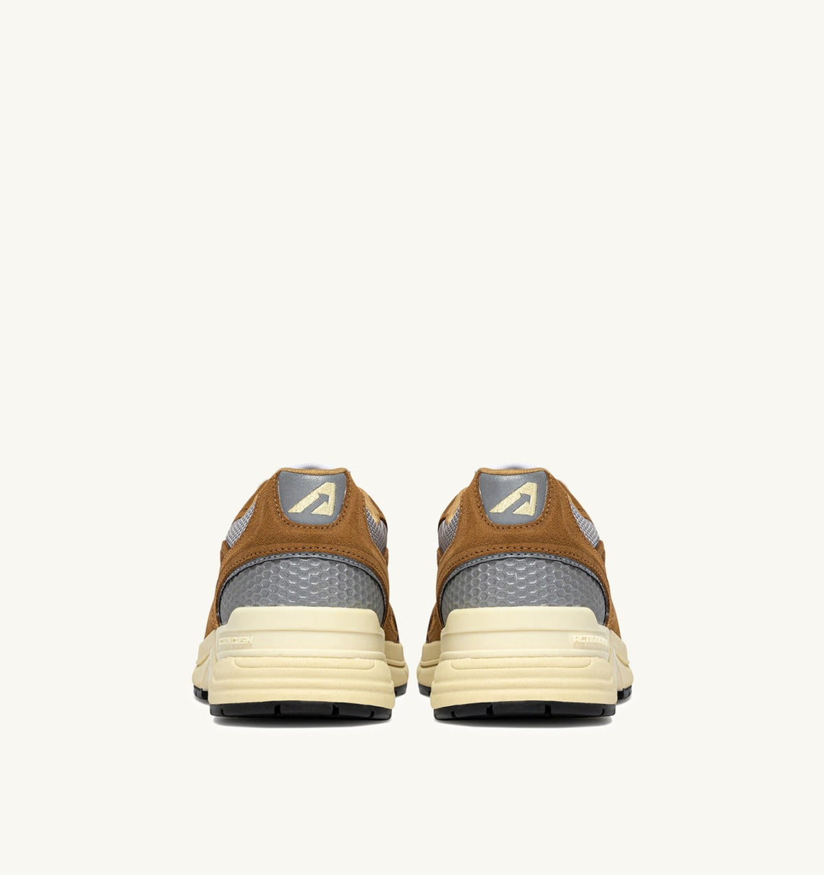AUTRY HYPERWAY SNEAKERS IN COPPER AND SILVER MESH AND SUEDE