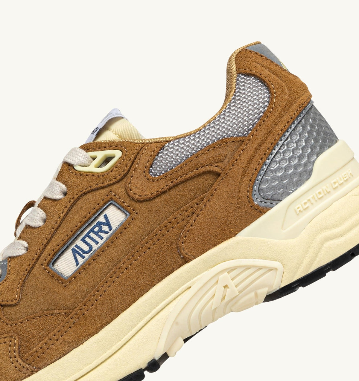 AUTRY HYPERWAY SNEAKERS IN COPPER AND SILVER MESH AND SUEDE