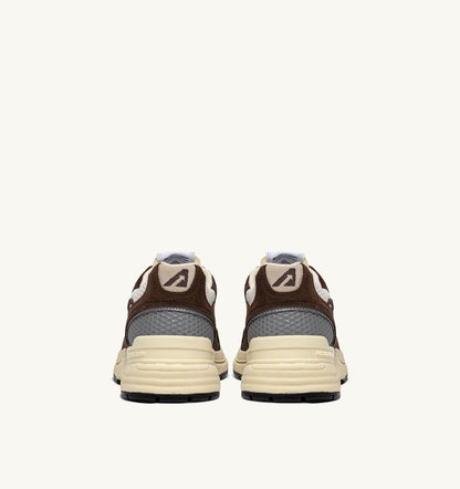 AUTRY HYPERWAY SNEAKERS IN MARSHMALLOW AND TERRACOTTA SUEDE AND MESH