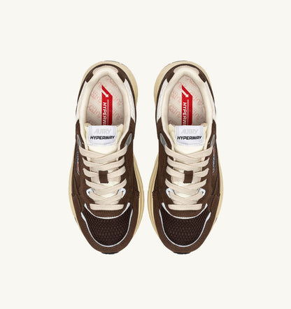 AUTRY HYPERWAY SNEAKERS IN MARSHMALLOW AND TERRACOTTA SUEDE AND MESH