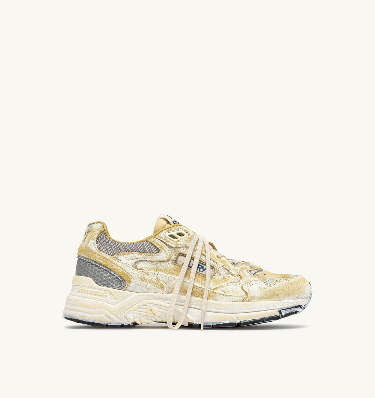 AUTRY HYPERWAY SUPER VINTAGE SNEAKERS IN YELLOW AND SILVER SUEDE