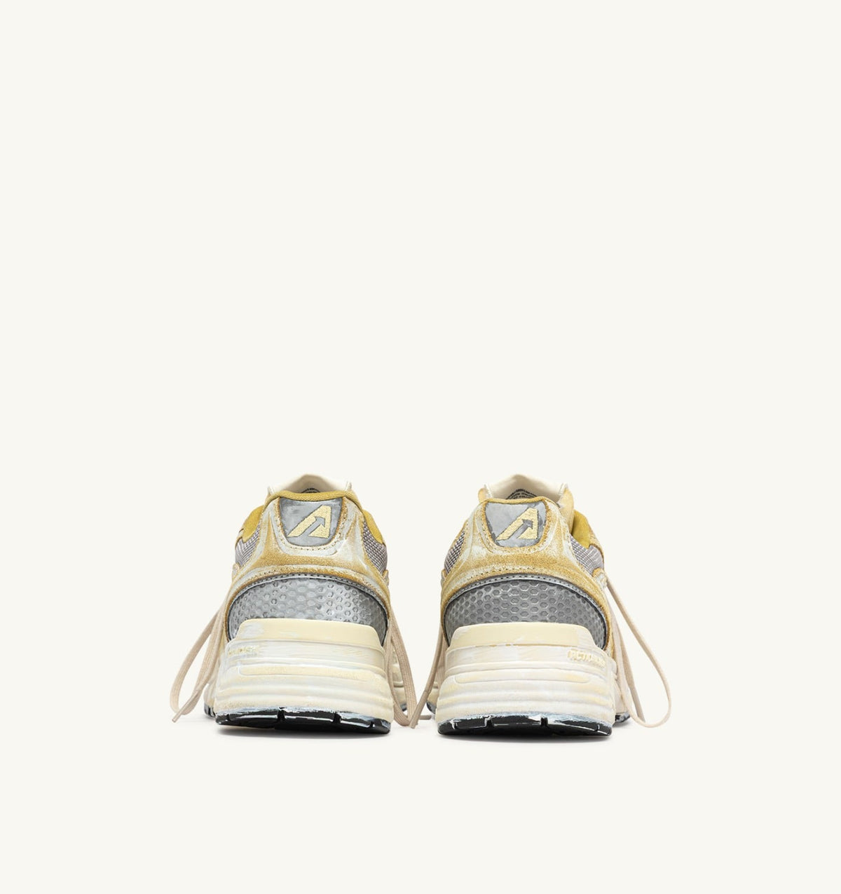 AUTRY HYPERWAY SUPER VINTAGE SNEAKERS IN YELLOW AND SILVER SUEDE