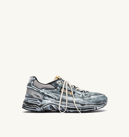 AUTRY HYPERWAY SUPER VINTAGE SNEAKERS IN BLACK AND SILVER SUEDE