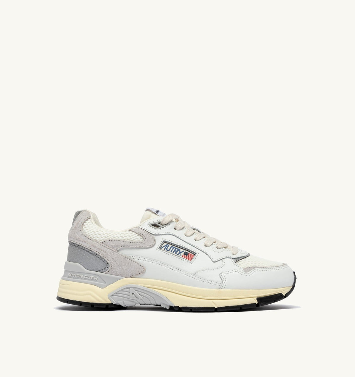 AUTRY HYPERWAY SNEAKERS IN WHITE AND GRAY MESH AND LEATHER