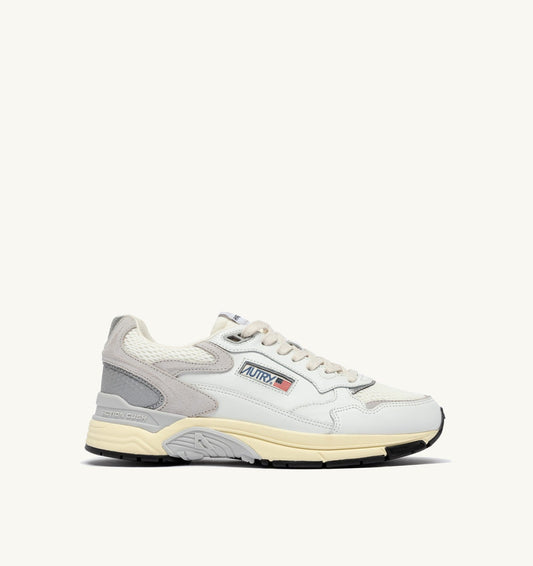 AUTRY HYPERWAY SNEAKERS IN WHITE AND GRAY MESH AND LEATHER