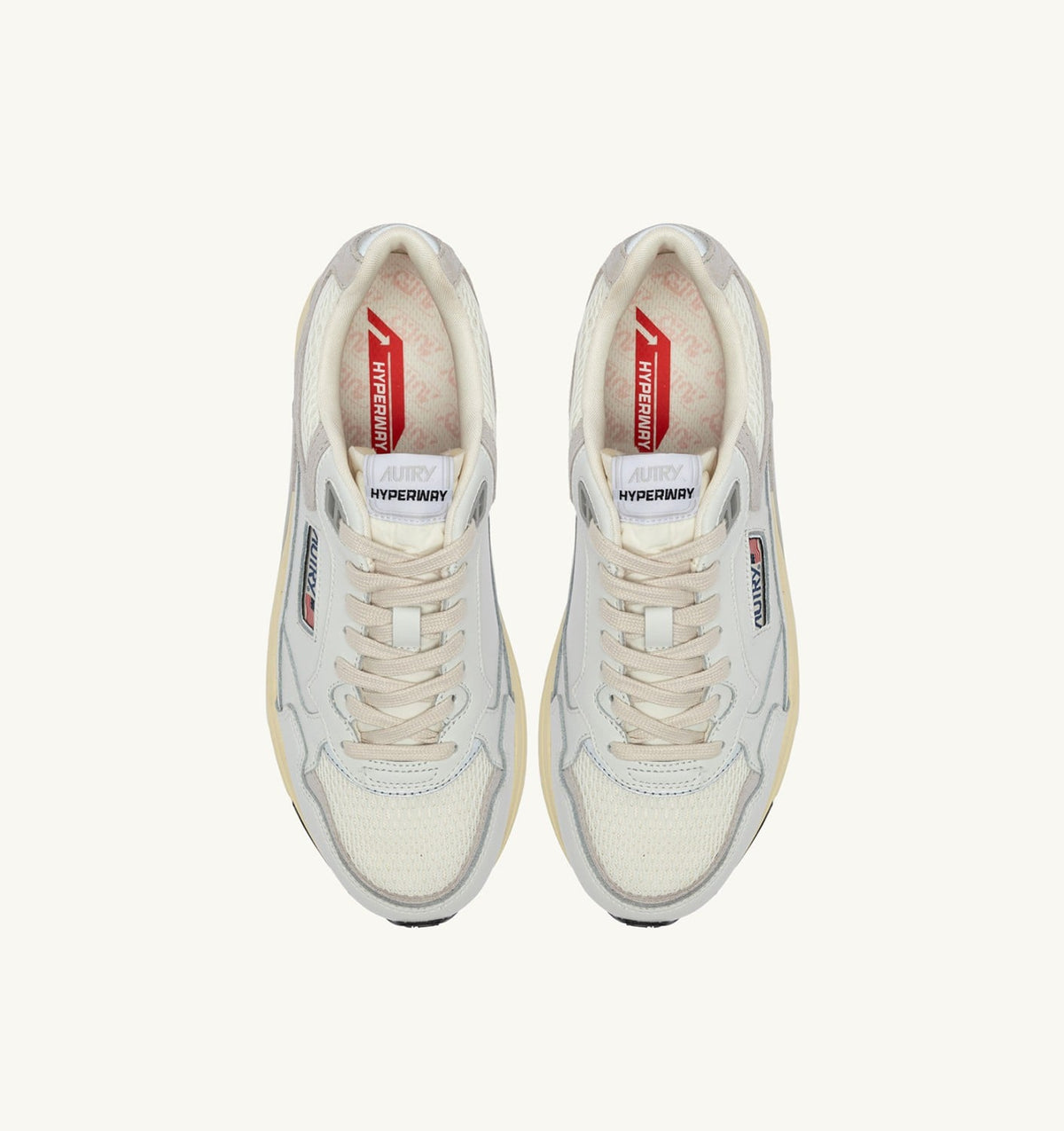 AUTRY HYPERWAY SNEAKERS IN WHITE AND GRAY MESH AND LEATHER