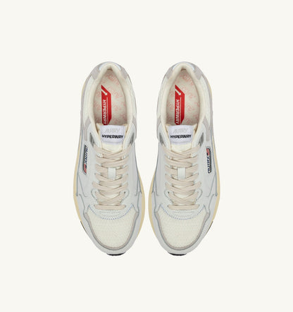 AUTRY HYPERWAY SNEAKERS IN WHITE AND GRAY MESH AND LEATHER