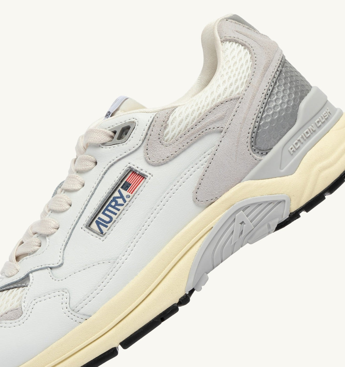 AUTRY HYPERWAY SNEAKERS IN WHITE AND GRAY MESH AND LEATHER