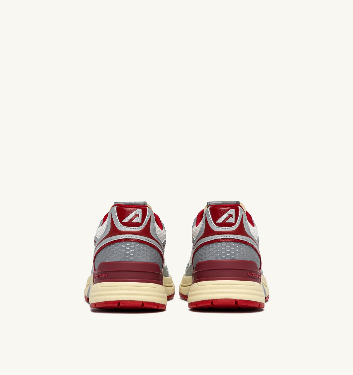 AUTRY HYPERWAY SNEAKERS IN WHITE SILVER AND RED SYNTHETIC LEATHER AND MESH