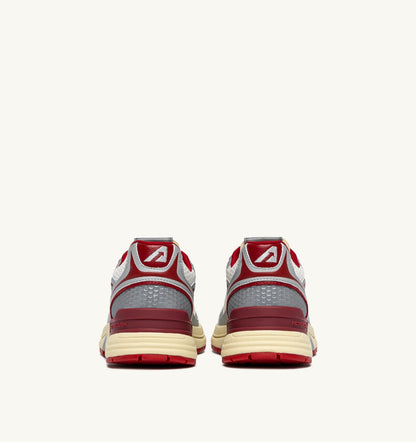 AUTRY HYPERWAY SNEAKERS IN WHITE SILVER AND RED SYNTHETIC LEATHER AND MESH