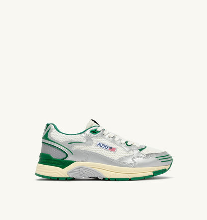 AUTRY HYPERWAY SNEAKERS IN WHITE SILVER AND AMAZON SYNTHETIC LEATHER AND MESH