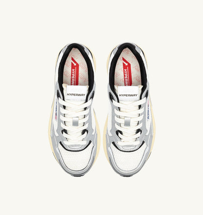 AUTRY HYPERWAY SNEAKERS IN WHITE SILVER AND BLACK SYNTHETIC LEATHER AND MESH