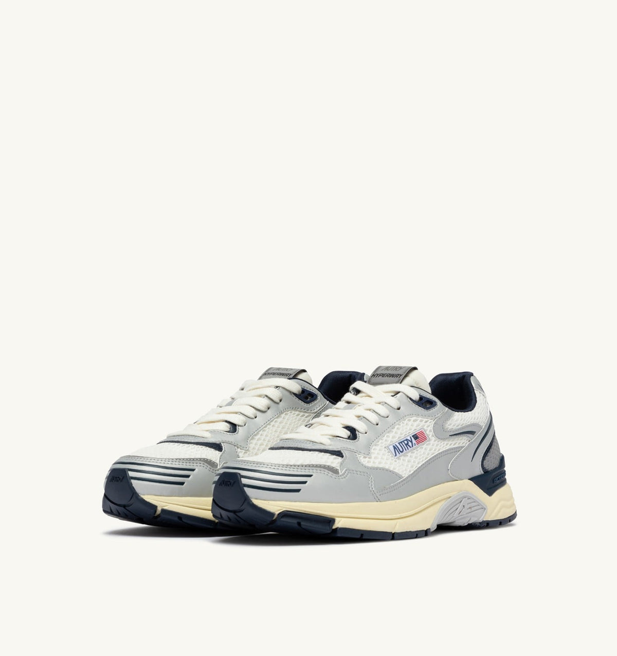 AUTRY HYPERWAY SNEAKERS IN WHITE SILVER AND SPACE SYNTHETIC LEATHER AND MESH