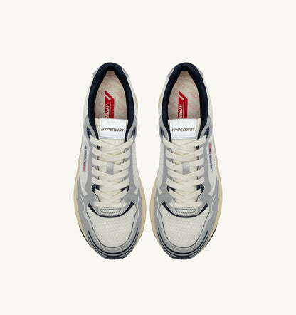 AUTRY HYPERWAY SNEAKERS IN WHITE SILVER AND SPACE SYNTHETIC LEATHER AND MESH