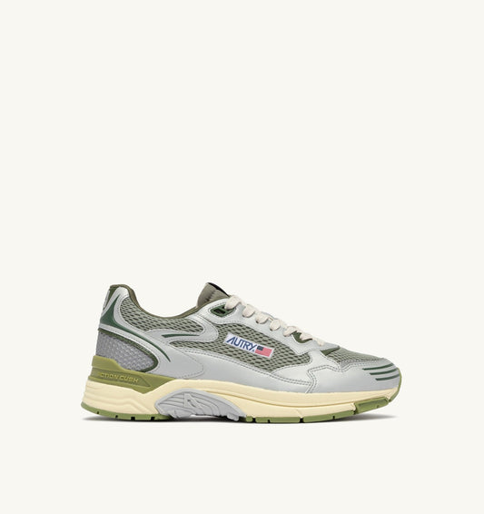 AUTRY HYPERWAY SNEAKERS IN SILVER SEA GRASS AND CYPRESS SYNTHETIC LEATHER AND MESH