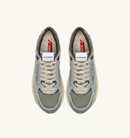 AUTRY HYPERWAY SNEAKERS IN SILVER SEA GRASS AND CYPRESS SYNTHETIC LEATHER AND MESH