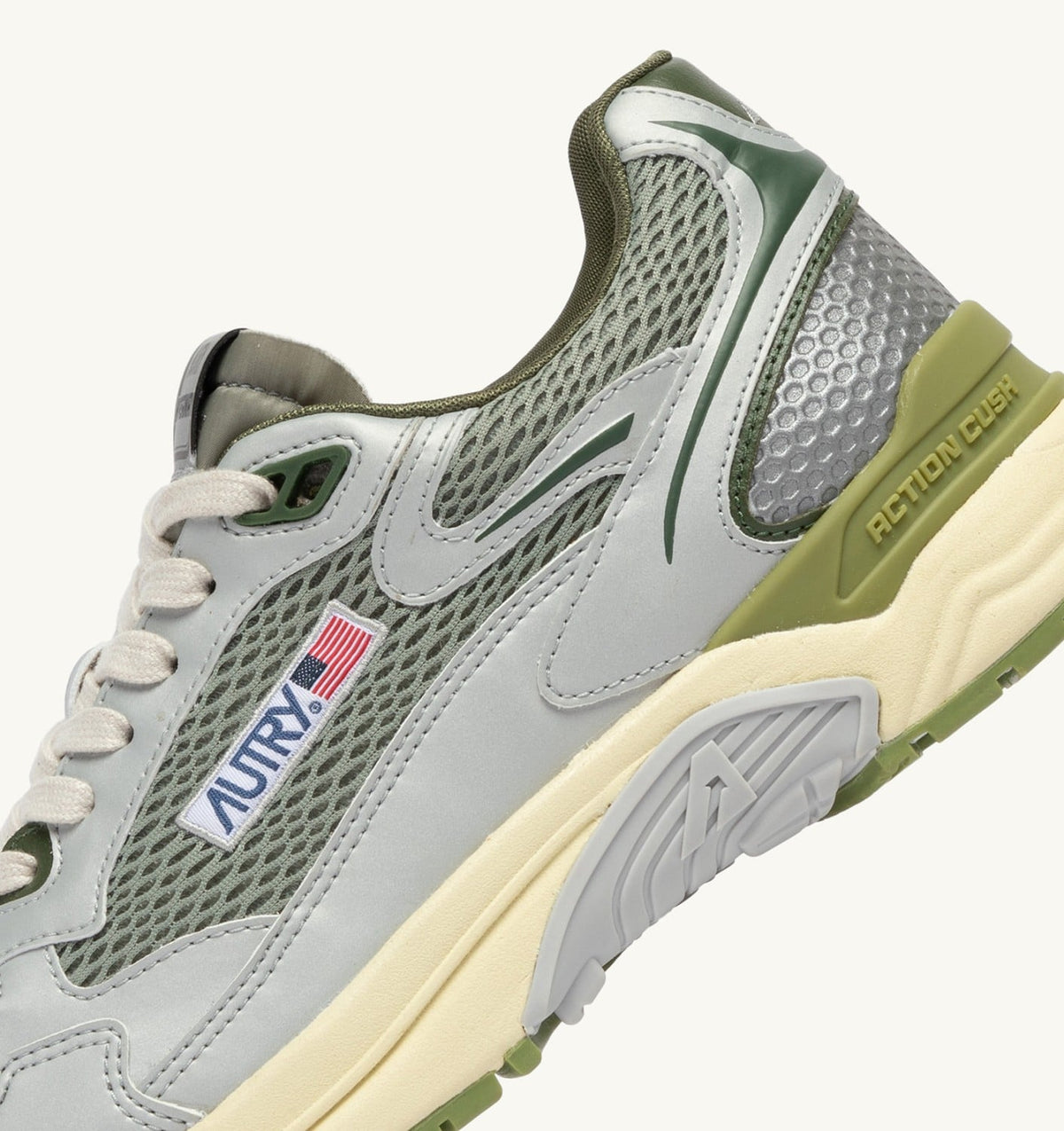 AUTRY HYPERWAY SNEAKERS IN SILVER SEA GRASS AND CYPRESS SYNTHETIC LEATHER AND MESH