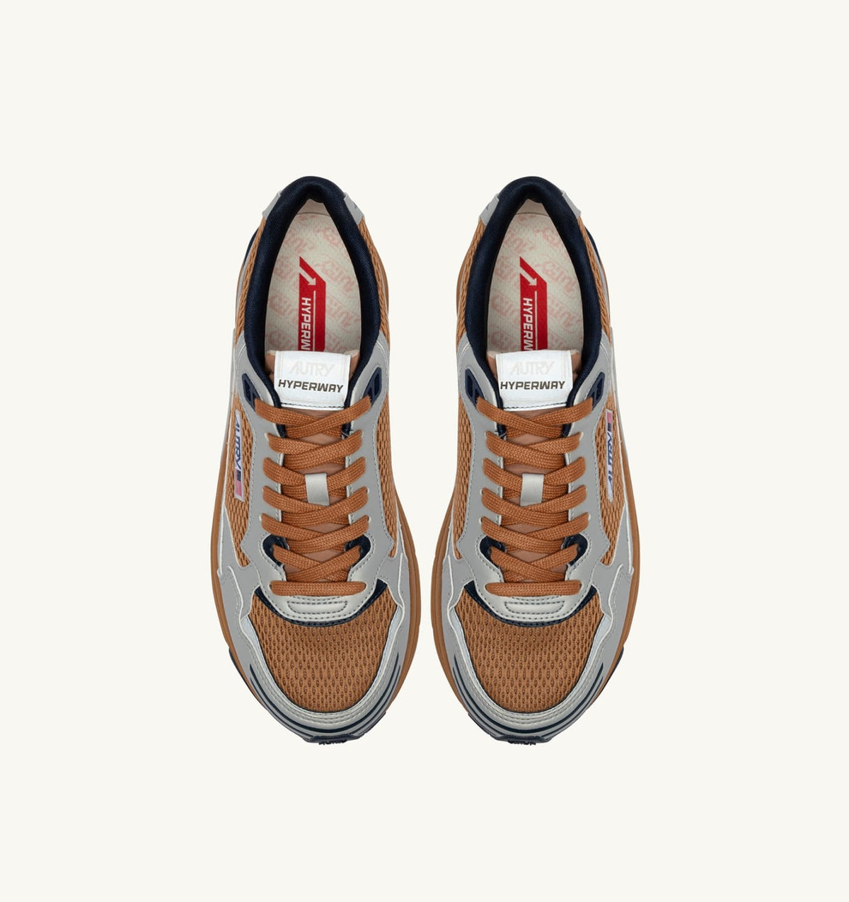 AUTRY HYPERWAY SNEAKERS IN SILVER BISCUIT AND SPACE SYNTHETIC LEATHER AND MESH