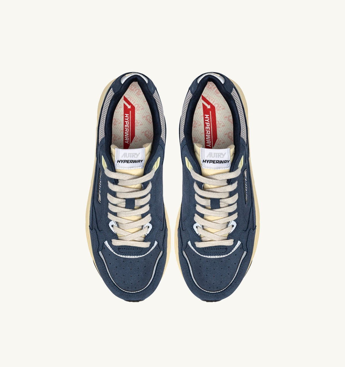 AUTRY HYPERWAY SNEAKERS IN DENIM AND SILVER MESH AND SUEDE