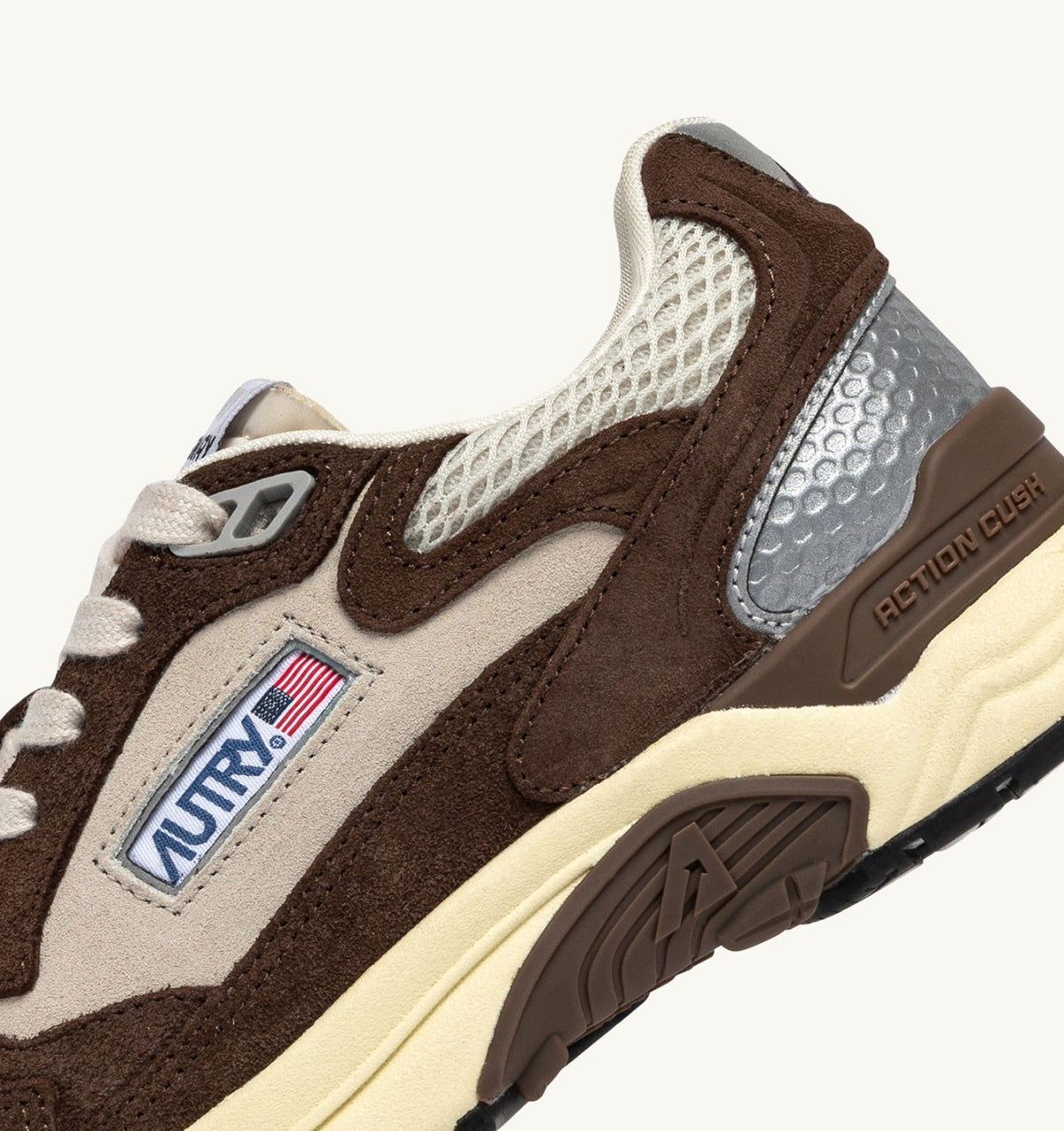 AUTRY HYPERWAY SNEAKERS IN SAND AND BRICK RED MESH AND SUEDE
