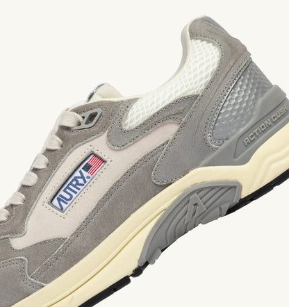AUTRY HYPERWAY SNEAKERS IN WHITE AND LEAD GRAY MESH AND SUEDE