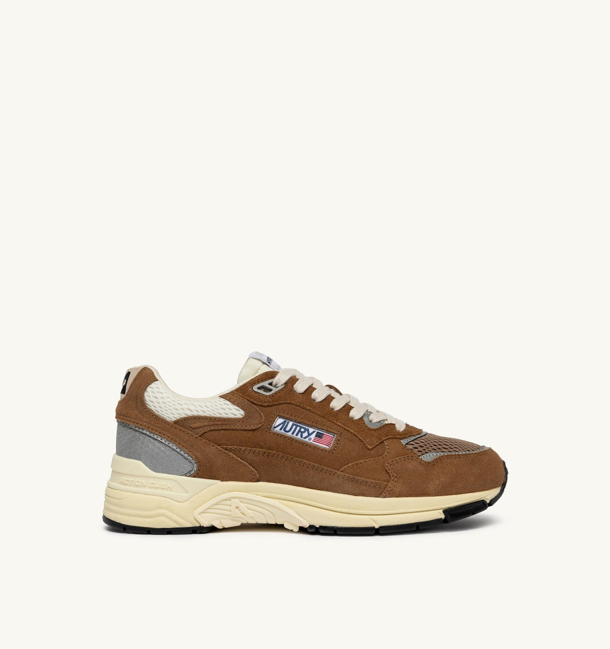 AUTRY HYPERWAY SNEAKERS IN CIGAR AND SILVER MESH AND SUEDE