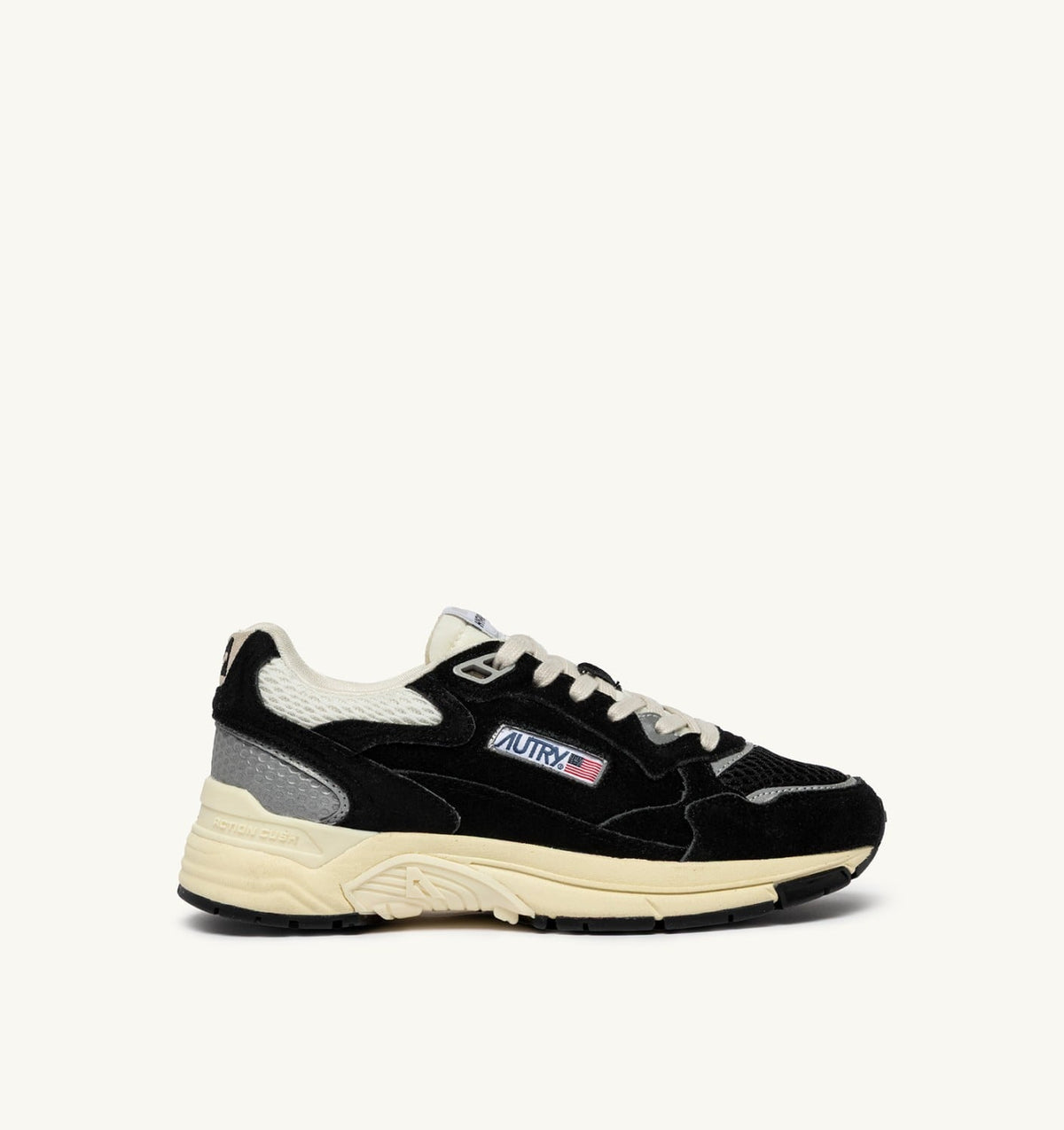 AUTRY HYPERWAY SNEAKERS IN BLACK AND SILVER MESH AND SUEDE