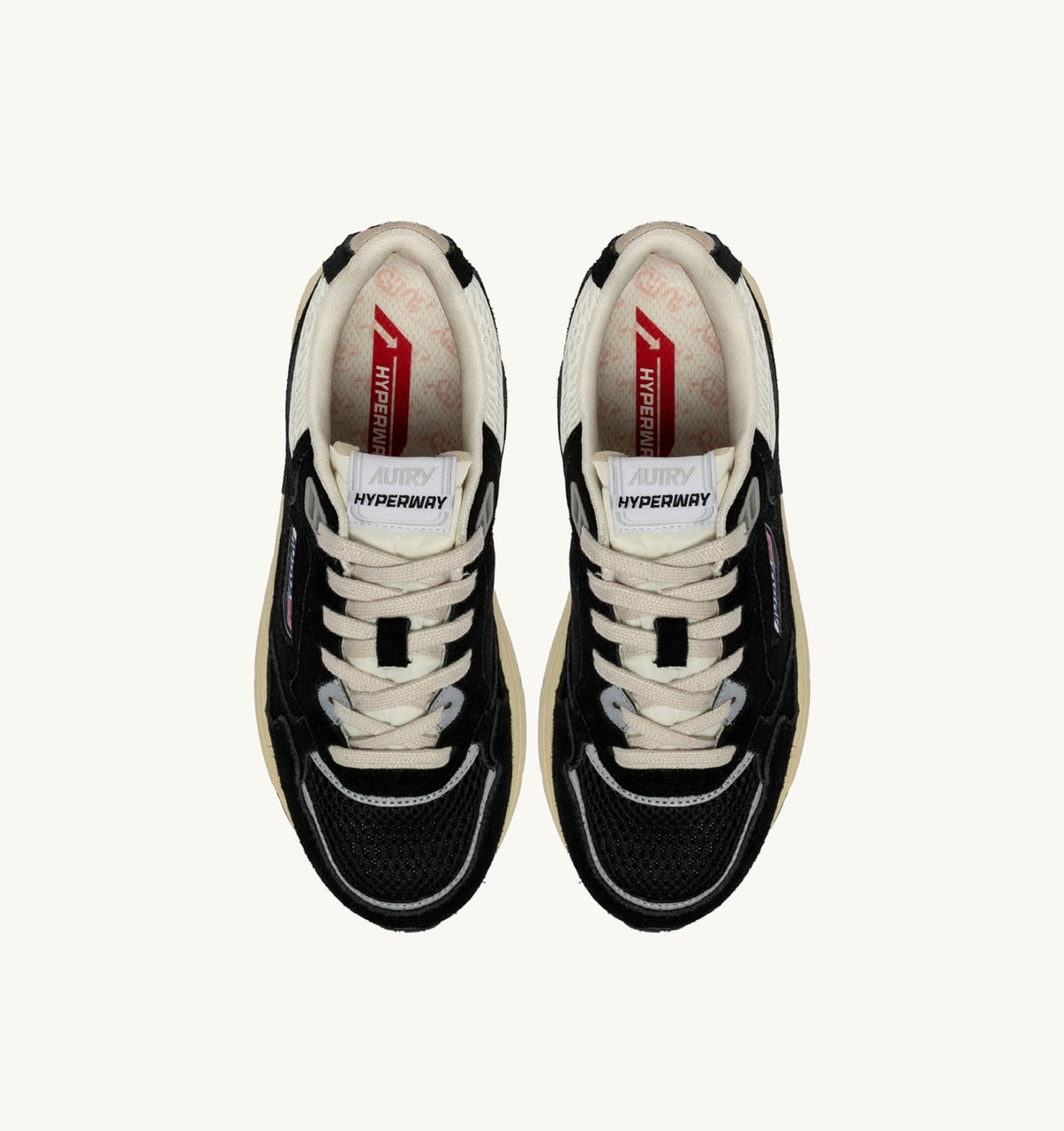 AUTRY HYPERWAY SNEAKERS IN BLACK AND SILVER MESH AND SUEDE