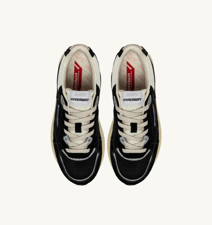 AUTRY HYPERWAY SNEAKERS IN BLACK AND SILVER MESH AND SUEDE