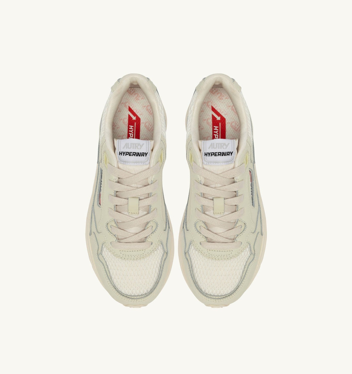 AUTRY HYPERWAY SNEAKERS IN WHISPER WHITE MESH AND NAPA LEATHER