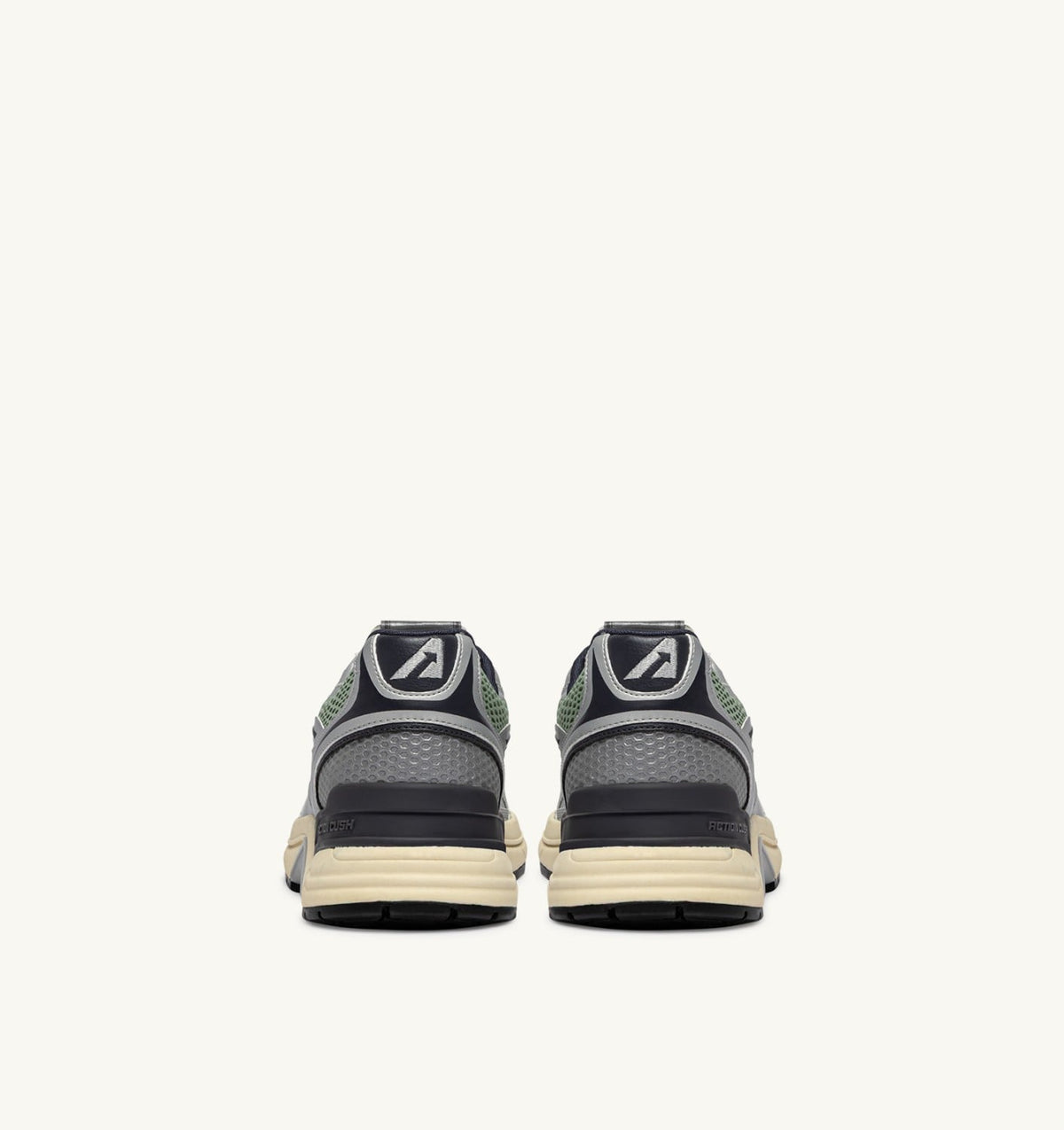 AUTRY HYPERWAY SNEAKERS IN SILVER, TEA AND BLACKENED PEARL SYNTHETIC LEATHER AND MESH