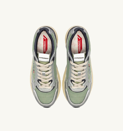 AUTRY HYPERWAY SNEAKERS IN SILVER, TEA AND BLACKENED PEARL SYNTHETIC LEATHER AND MESH