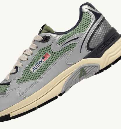 AUTRY HYPERWAY SNEAKERS IN SILVER, TEA AND BLACKENED PEARL SYNTHETIC LEATHER AND MESH