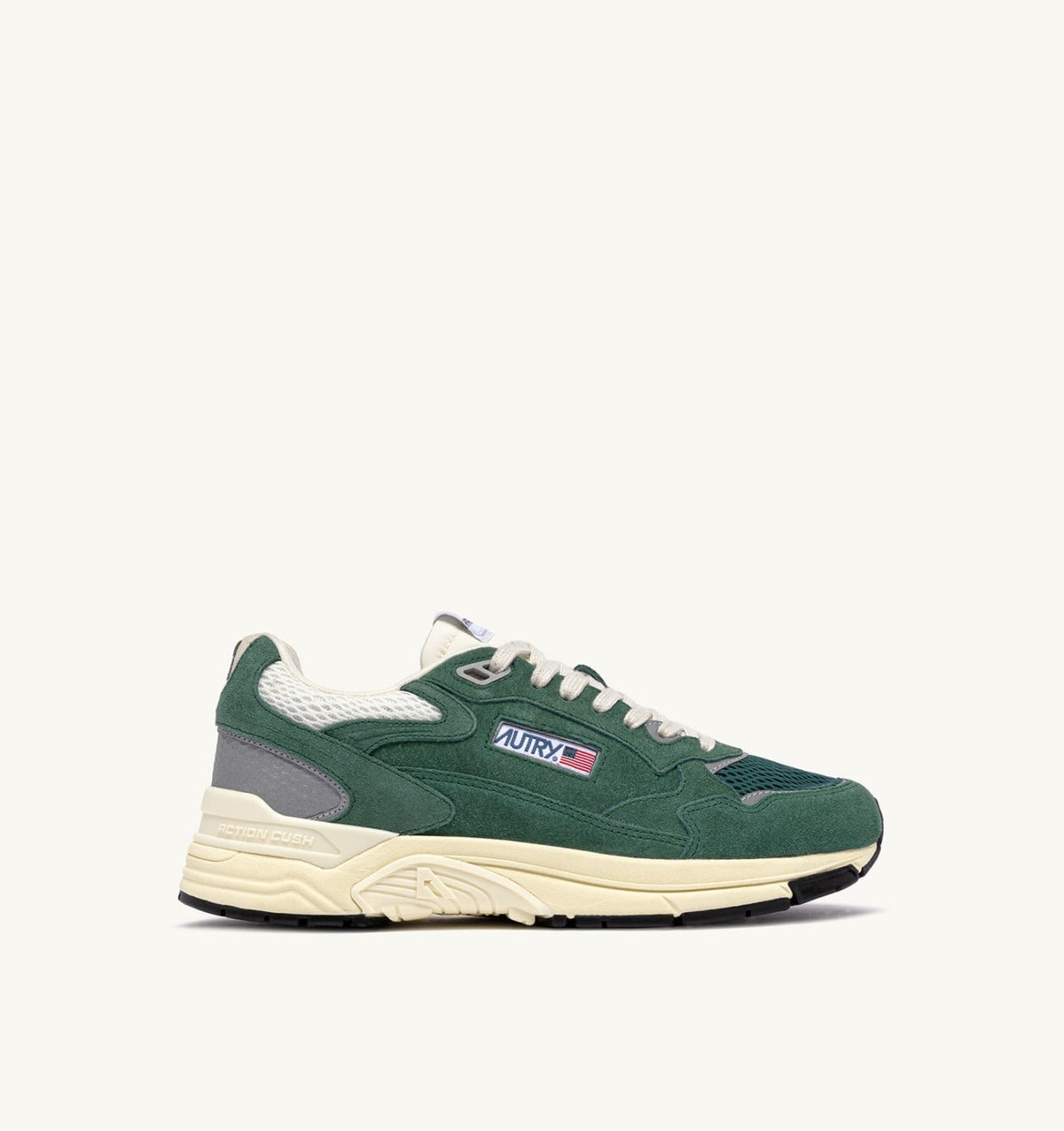 AUTRY HYPERWAY SNEAKERS IN MALACHITE AND SILVER MESH AND SUEDE
