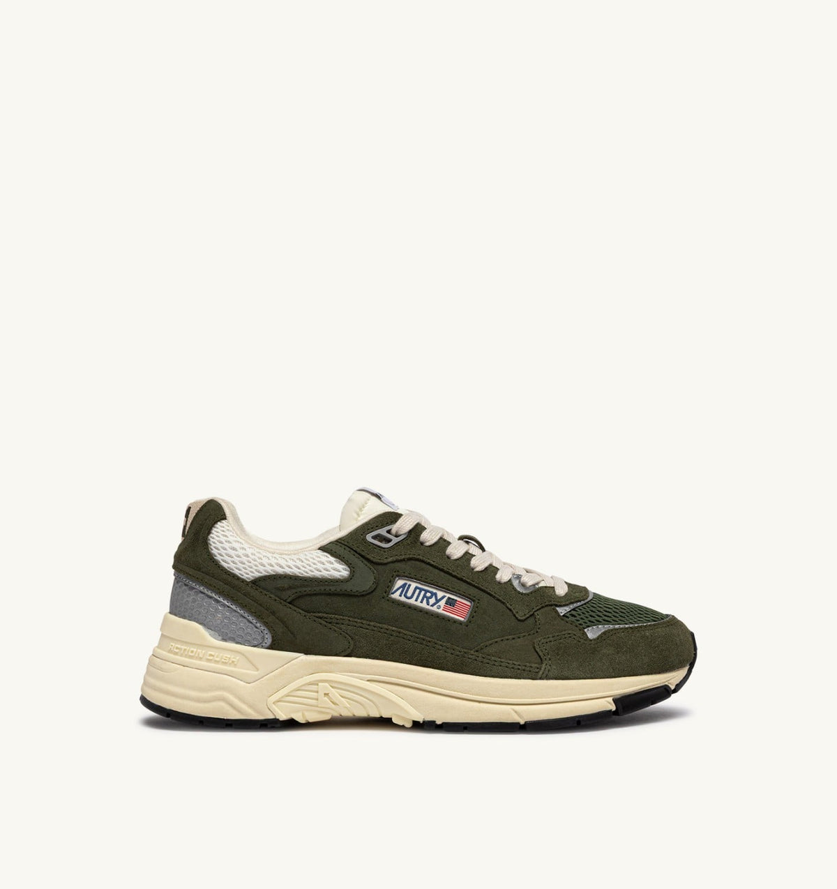 AUTRY HYPERWAY SNEAKERS IN MARSHMALLOW AND SAGE SUEDE AND MESH