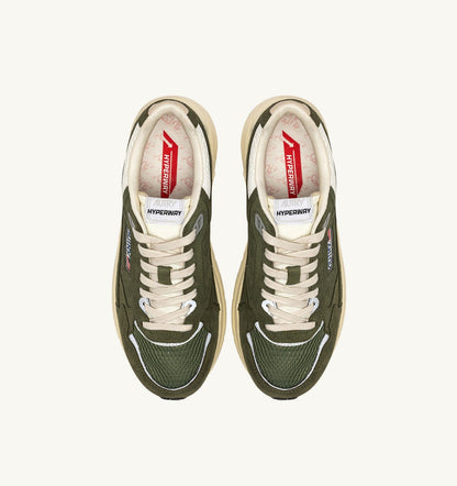 AUTRY HYPERWAY SNEAKERS IN MARSHMALLOW AND SAGE SUEDE AND MESH
