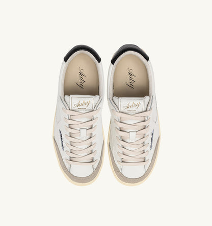 AUTRY WINDSCAPE LOW SNEAKERS IN WHITE AND BLACK LEATHER