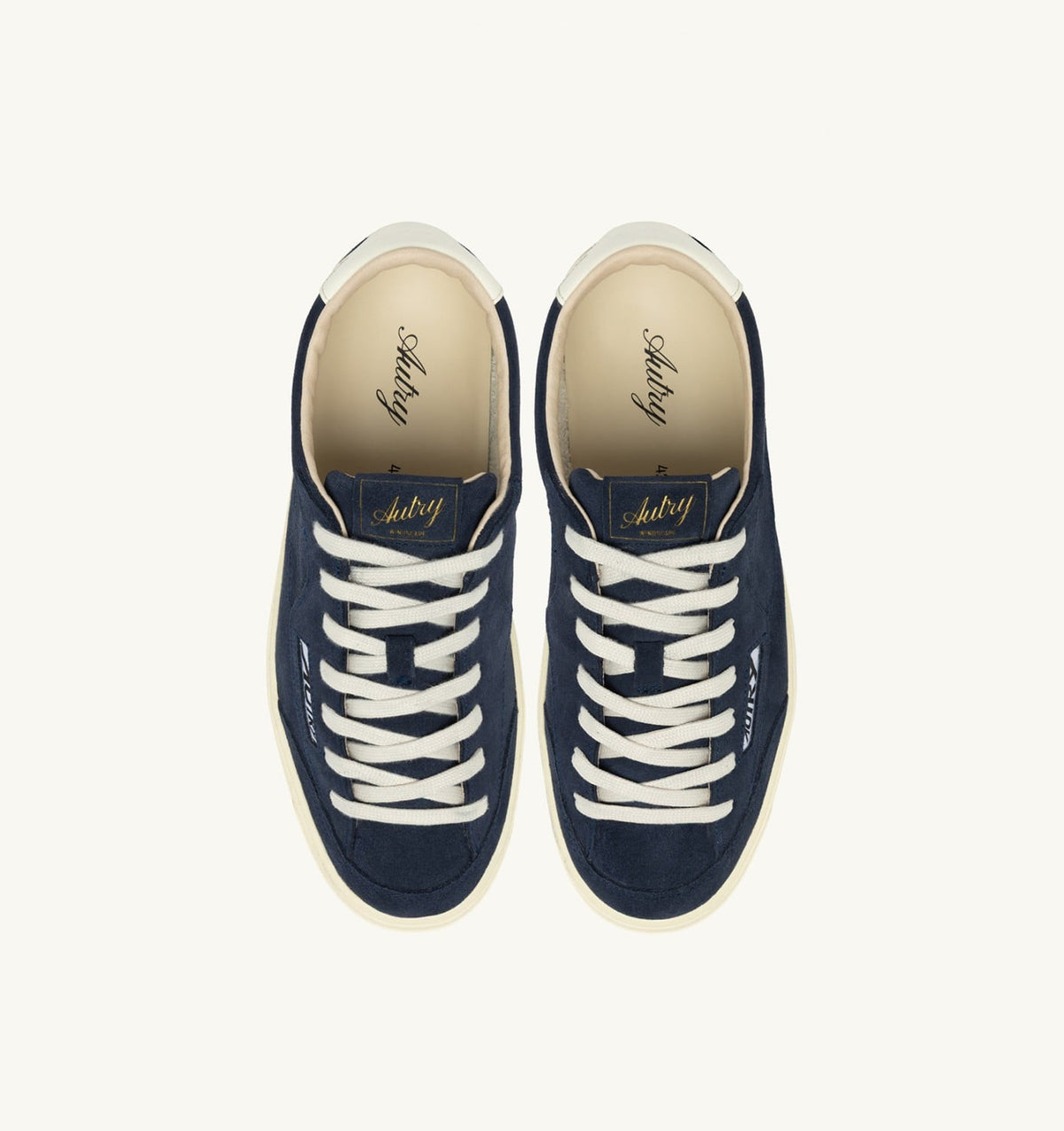 AUTRY WINDSCAPE LOW SNEAKERS IN NAVY AND MARSHMALLOW SUEDE