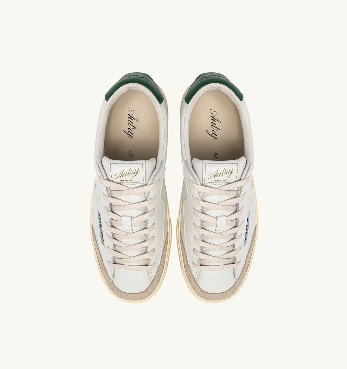 AUTRY WINDSCAPE LOW SNEAKERS IN WHITE AND AMAZON LEATHER